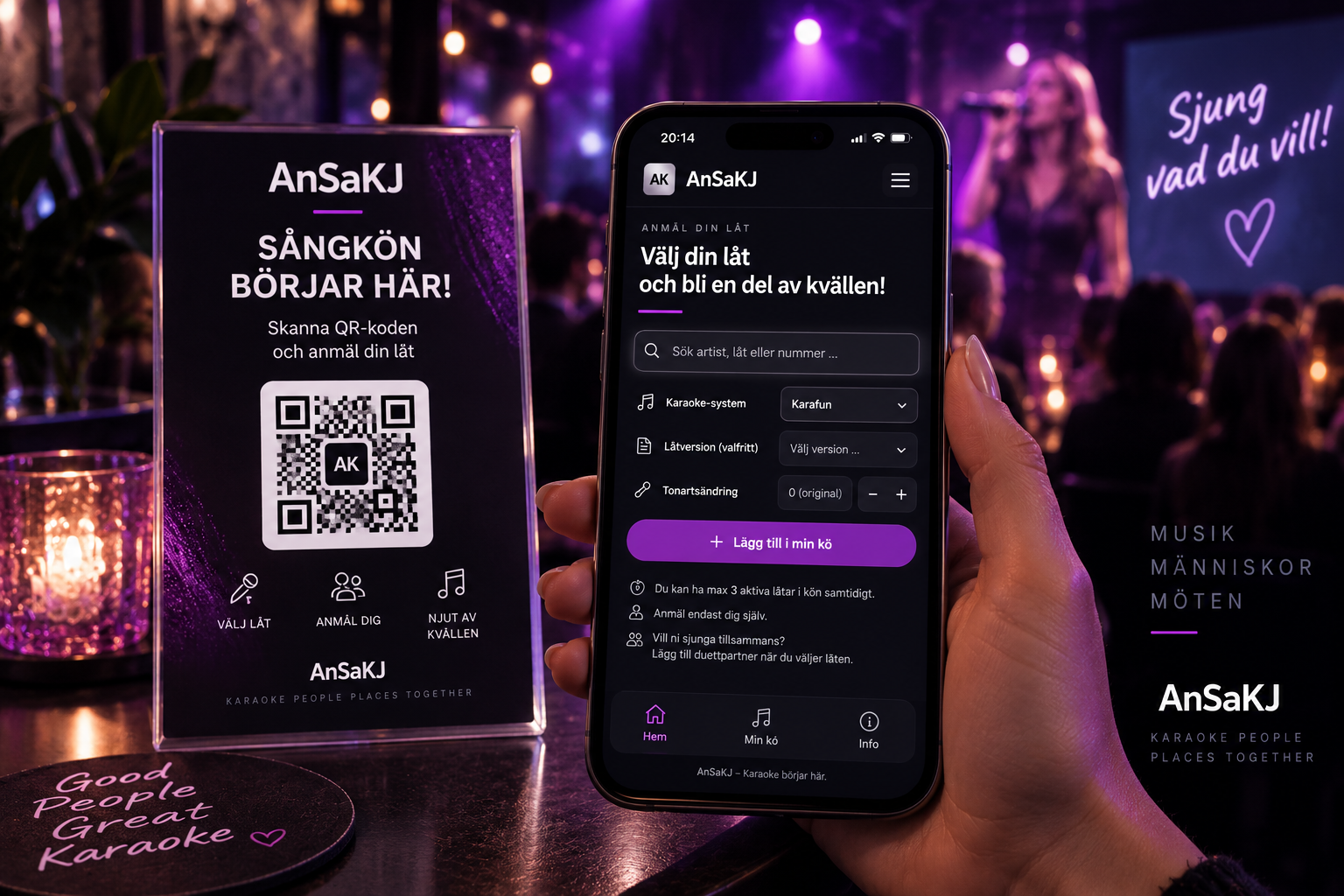 AnSaKJ gästanmälan i mobiltelefon med QR-kod